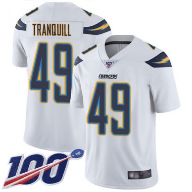 Los Angeles Chargers NFL Football Drue Tranquill White Jersey Youth Limited  #49 Road 100th Season Vapor Untouchable->youth nfl jersey->Youth Jersey